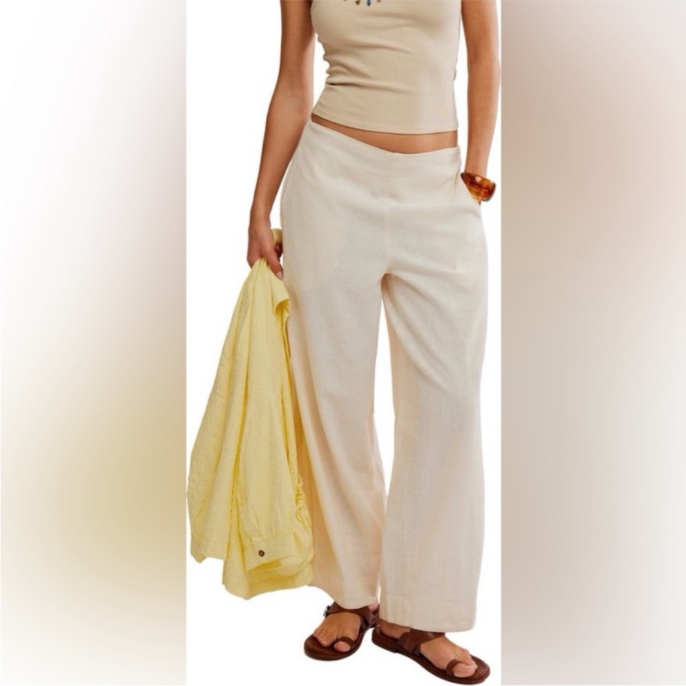 Free People Free-est Demi Cotton Linen Pants in Ivory